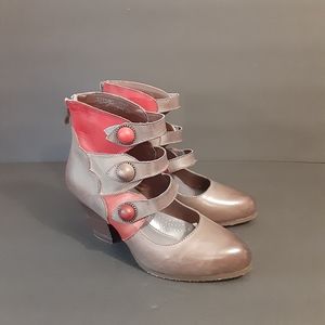L' Artiste -Spring Step, Leather Multi STEAMPUNK Heeled Boot, SIZE 36 / W 5-5.5